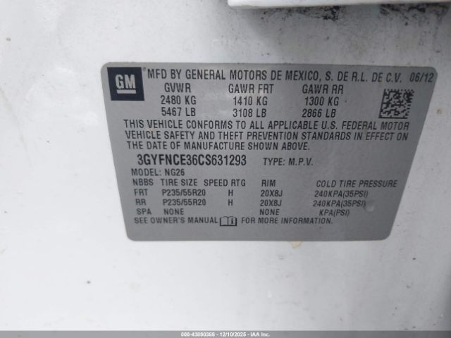 2012 CADILLAC SRX 3GYFNCE36CS631293 Photo 8