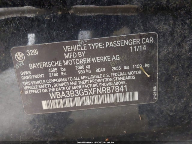 2015 BMW 328I WBA3B3G5XFNR87841 Photo 8