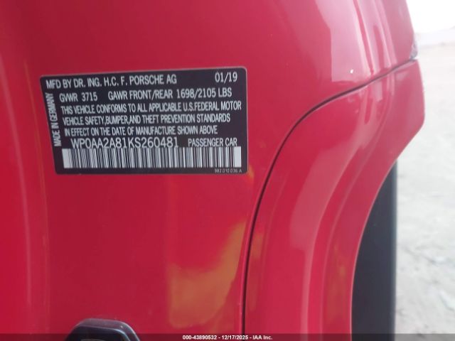 2019 PORSCHE 718 CAYMAN WP0AA2A81KS260481 Photo 8