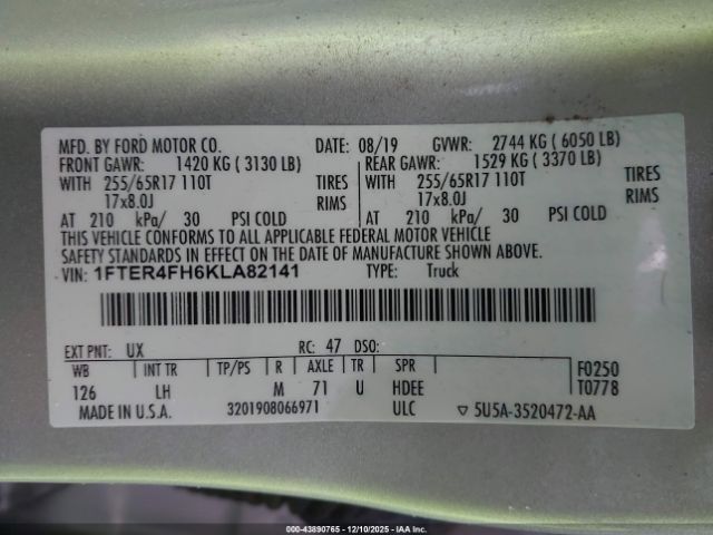 2019 FORD RANGER 1FTER4FH6KLA82141 Photo 8