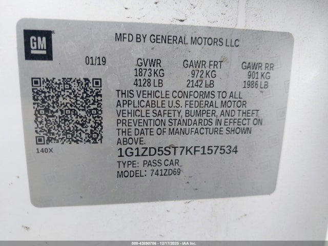 2019 CHEVROLET MALIBU 1G1ZD5ST7KF157534 Photo 8