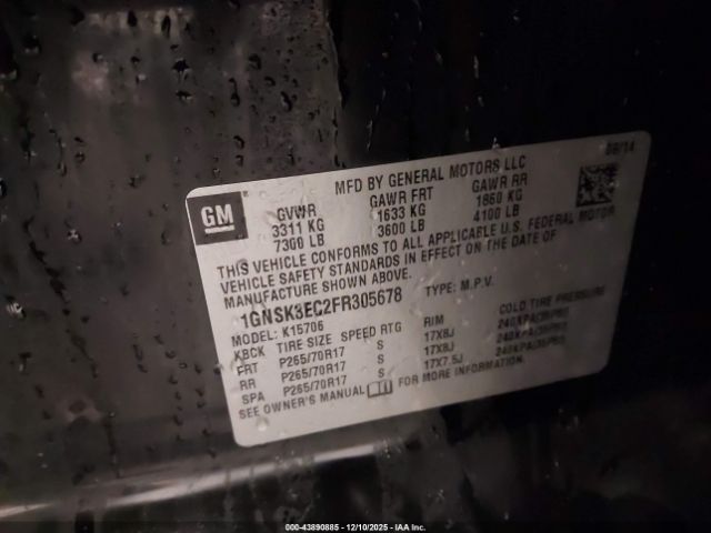 2015 CHEVROLET TAHOE 1GNSK3EC2FR305678 Photo 8