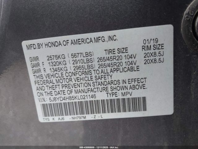 2019 ACURA MDX 5J8YD4H85KL021146 Photo 8