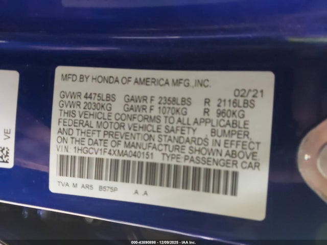 1HGCV1F4XMA040151 Honda Accord Sport Special Edition