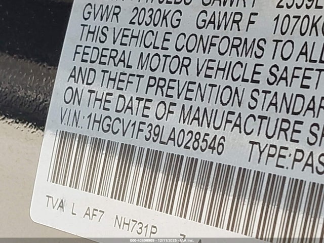 1HGCV1F39LA028546 Honda Accord Sport