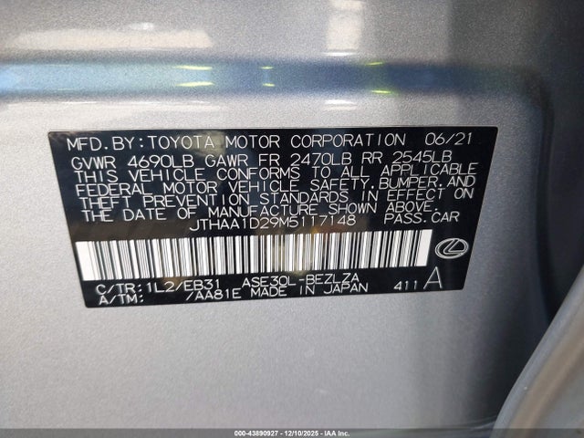 2021 LEXUS IS 300 JTHAA1D29M5117148 Photo 8