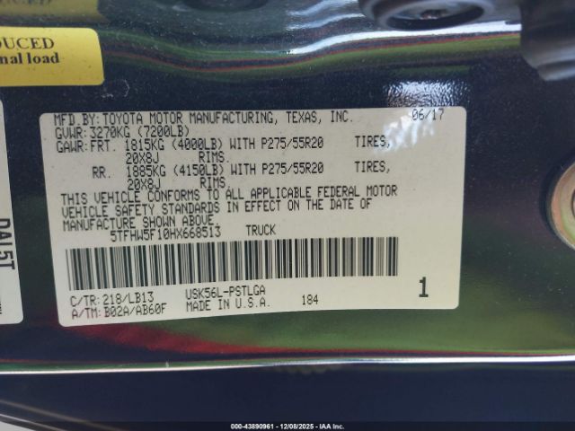 2017 TOYOTA TUNDRA 5TFHW5F10HX668513 Photo 8