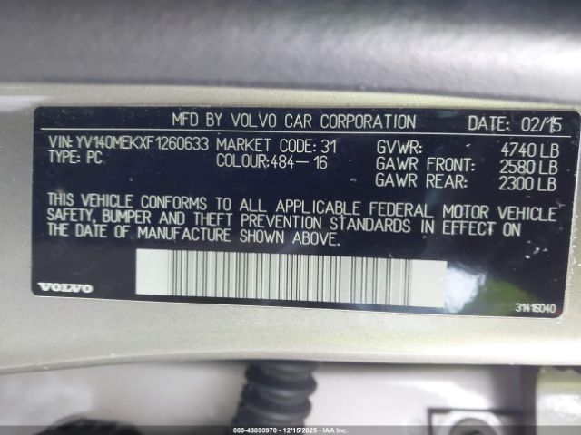2015 VOLVO V60 YV140MEKXF1260633 Photo 8