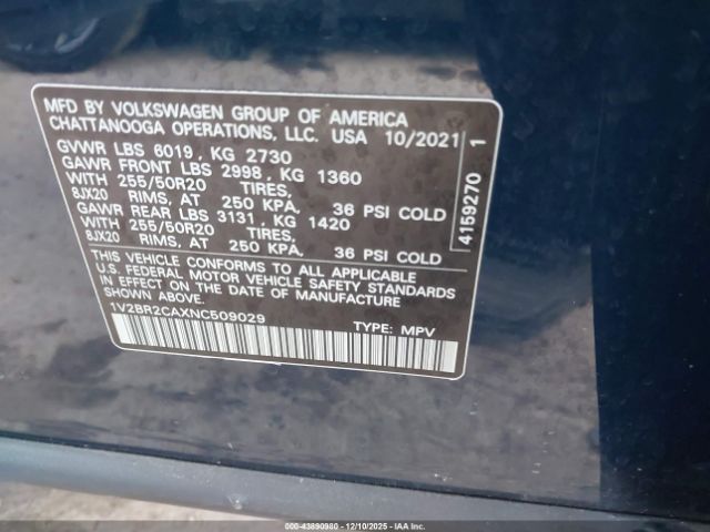 2022 VOLKSWAGEN ATLAS 1V2BR2CAXNC509029 Photo 8