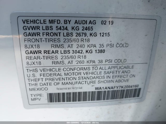 2019 AUDI Q5 WA1ANAFY7K2064160 Photo 8