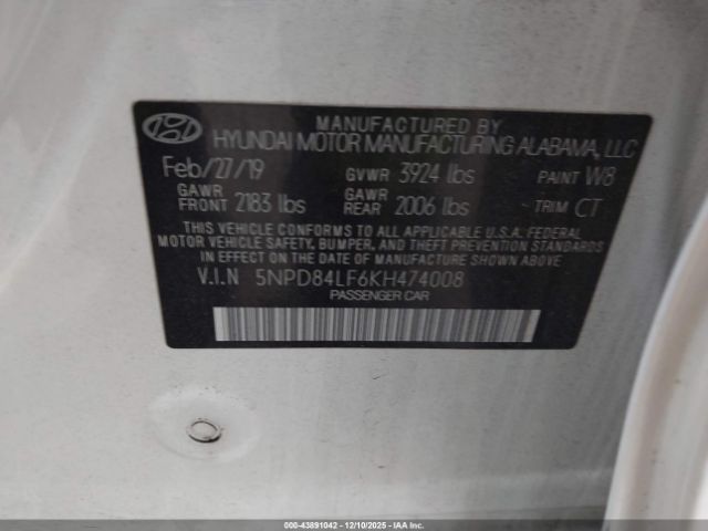 2019 HYUNDAI ELANTRA 5NPD84LF6KH474008 Photo 8