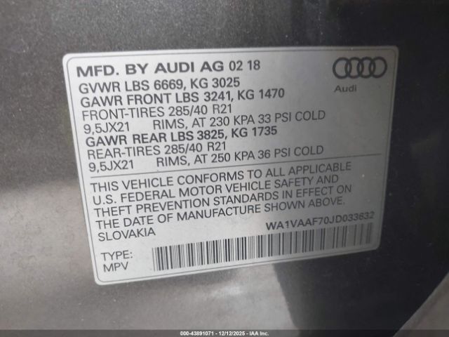 2018 AUDI Q7 WA1VAAF70JD033632 Photo 8