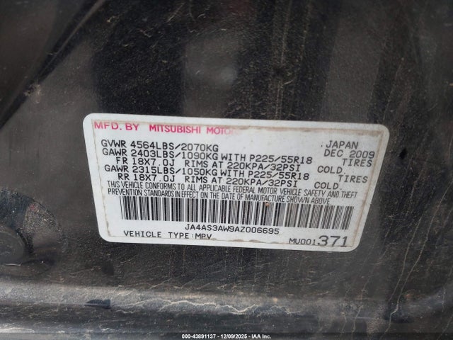 2010 MITSUBISHI OUTLANDER JA4AS3AW9AZ006695 Photo 8