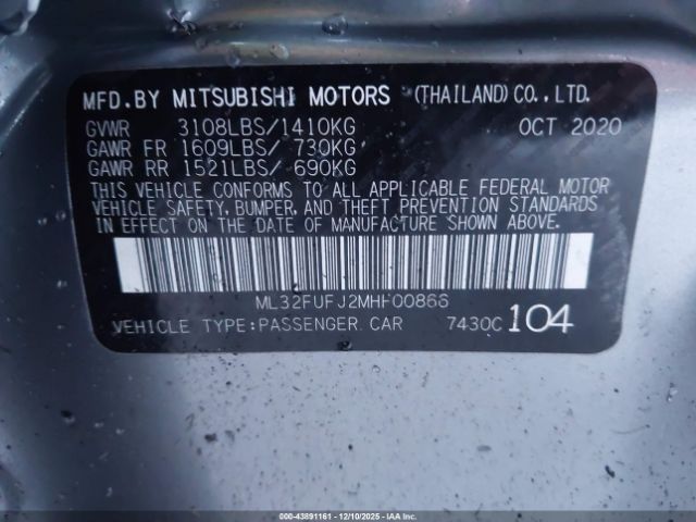 2021 MITSUBISHI MIRAGE G4 ML32FUFJ2MHF00866 Photo 8