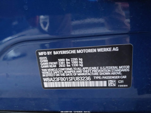 WBA23FB01SFU83236 BMW 430i Gran Coupe