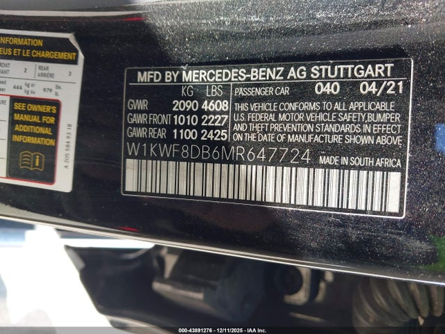 Mercedes-Benz C 300 2021 W1KWF8DB6MR647724 Image 9