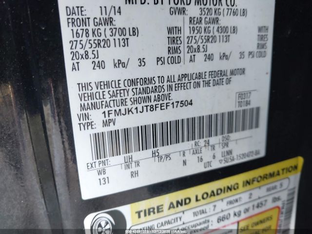 2015 FORD EXPEDITION EL 1FMJK1JT8FEF17504 Photo 8