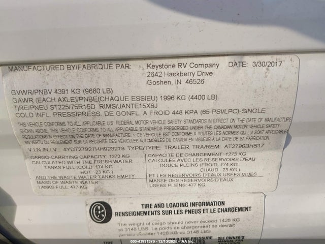 4YDT27927HH923218 Aspen Other