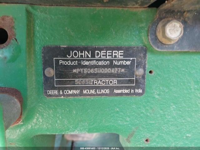 43891403 :رقم المزاد ، PY5065U000477 vin ، 2010 John Deere 5065e Tractor مزاد بيع