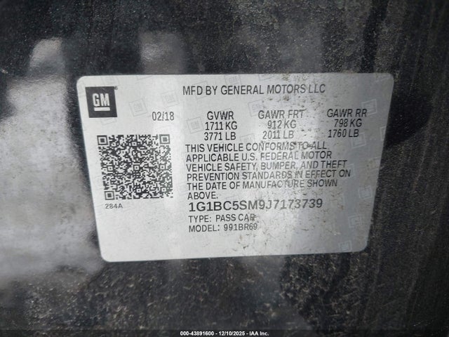 1G1BC5SM9J7173739 Chevrolet Cruze Ls Auto
