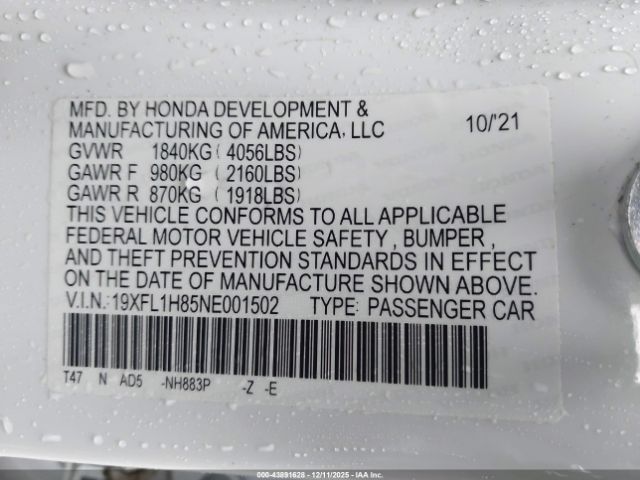 2022 HONDA CIVIC 19XFL1H85NE001502 Photo 8