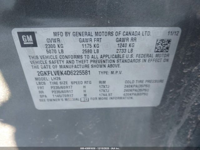 2013 GMC TERRAIN 2GKFLVEK4D6225581 Photo 8