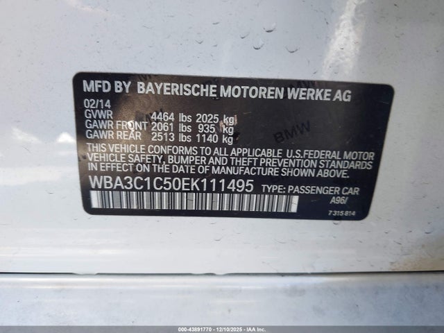 WBA3C1C50EK111495 BMW 328I
