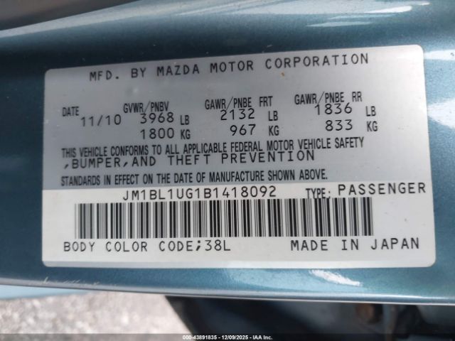 2011 MAZDA MAZDA3 JM1BL1UG1B1418092 Photo 8