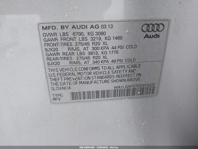 2013 AUDI Q7 WA1LGAFE7DD013032 Photo 8