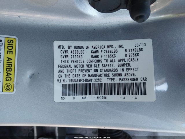 2013 ACURA TL 19UUA8F24DA013292 Photo 8