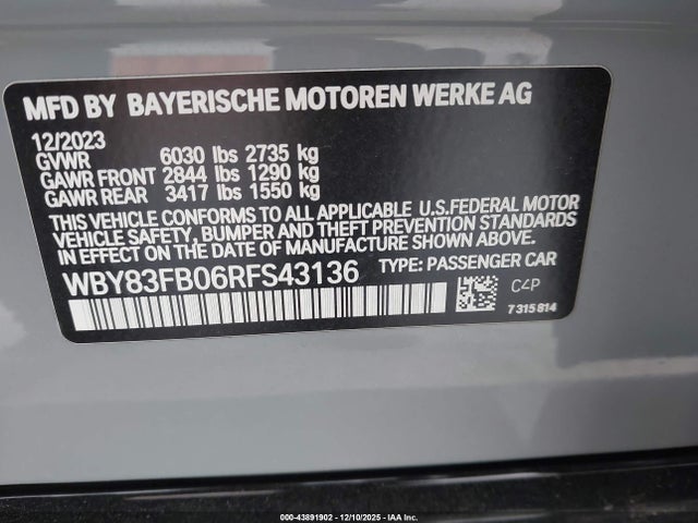 BMW I4 Gran Coupe Xdrive40 2024 WBY83FB06RFS43136 Image 9