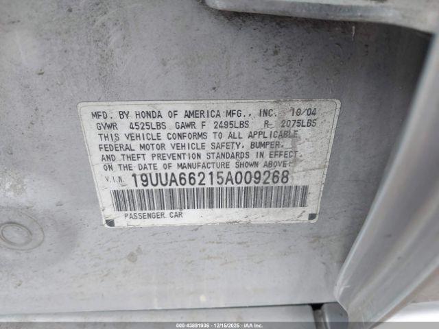 2005 ACURA TL 19UUA66215A009268 Photo 8
