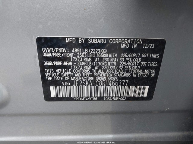 2024 SUBARU FORESTER JF2SKAHC8RH466377 Photo 8