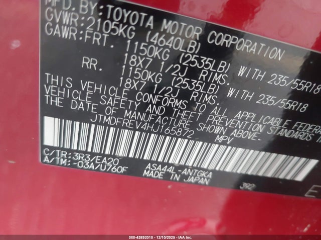 Toyota Rav4 Limited 2017 JTMDFREV4HJ165872 Image 9