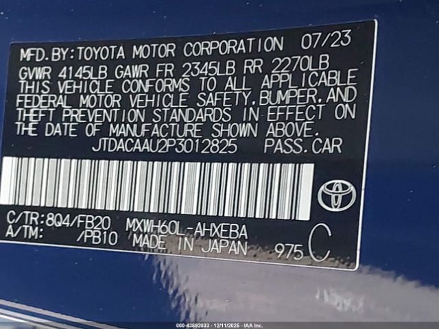 2023 TOYOTA PRIUS JTDACAAU2P3012825 Photo 8