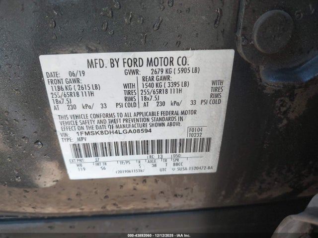 2020 FORD EXPLORER 1FMSK8DH4LGA08594 Photo 8