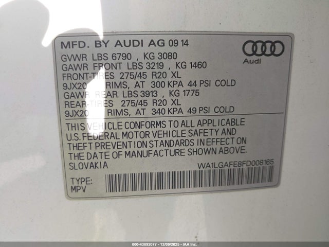 2015 AUDI Q7 WA1LGAFE8FD008165 Photo 8