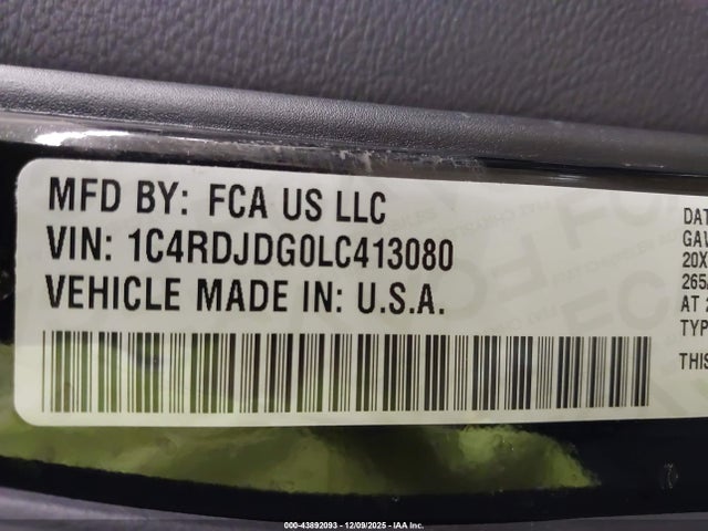 2020 DODGE DURANGO 1C4RDJDG0LC413080 Photo 8