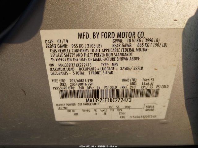 2019 FORD ECOSPORT MAJ3S2FE1KC272473 Photo 8