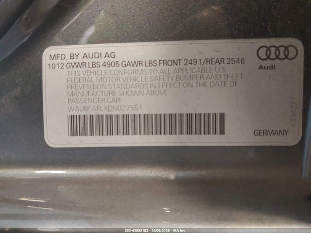 2013 AUDI A4 WAUBFAFLXDN027551 Photo 8