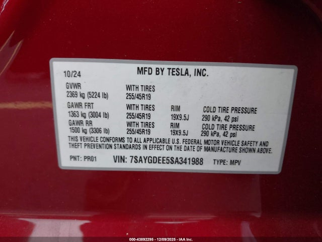 2025 TESLA MODEL Y 7SAYGDEE5SA341988 Photo 8