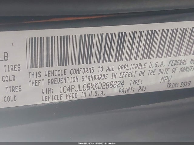 Aukcja sprzedaży 2019 Jeep Cherokee Latitude Fwd, vin: 1C4PJLCBXKD286624, numer aukcji: 43892309
