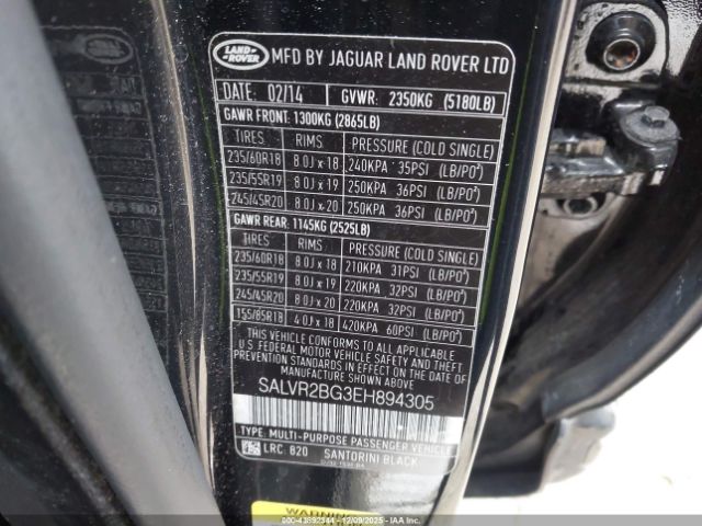 2014 LAND ROVER RANGE ROVER EVOQUE SALVR2BG3EH894305 Photo 8