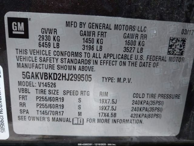 2017 BUICK ENCLAVE 5GAKVBKD2HJ299505 Photo 8