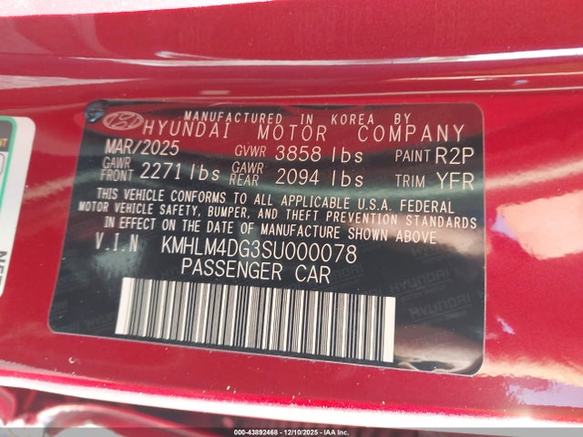 KMHLM4DG3SU000078 Hyundai Elantra Sel Sport