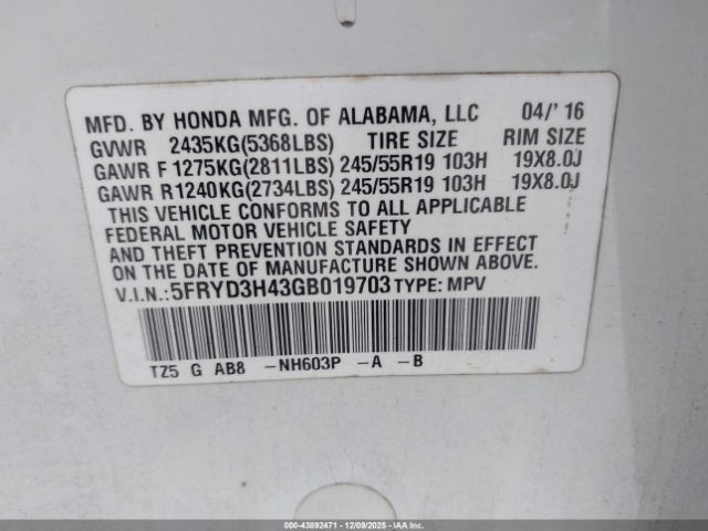 2016 ACURA MDX 5FRYD3H43GB019703 Photo 8