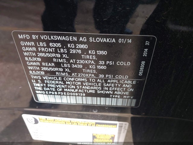2014 VOLKSWAGEN TOUAREG WVGEP9BP3ED009139 Photo 8