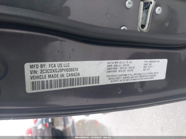 Продаж на аукціоні авто 2023 Dodge Charger Scat Pack, vin: 2C3CDXGJ0PH506074, номер лоту: 43892518