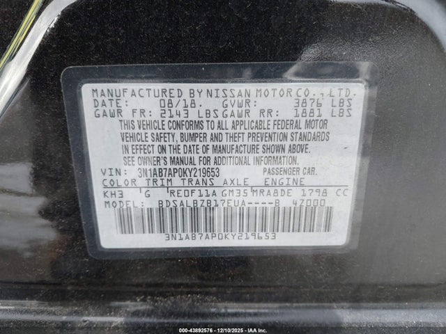 Nissan SENTRA S 2019 3N1AB7AP0KY219653 Image 9