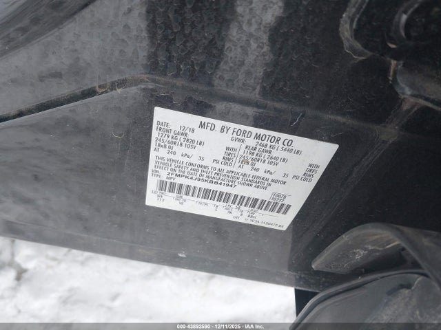 2019 Ford Edge Sel მანქანა იყიდება აუქციონზე, vin: 2FMPK4J95KBB41947, აუქციონის ნომერი: 43892590